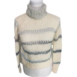 Maiami Mohair Wool Blend Sweater S/M Metallic Luxury Handknit Germany turtleneck